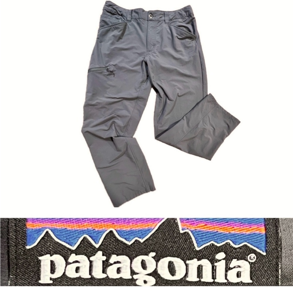 Patagonia nylon performance pants cargo outdoors hiking exploring waist 34 gray
